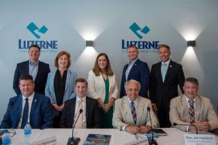 Northeast Pennsylvania legislators served on the panel: seated from left: Rep. Jamie Walsh, Rep. Alec Ryncavage, Rep. Eddie Day Pashinski, Rep. Jim Haddock. Standing, from left: Luke Bernstein, President/CEO PA Chamber; Sen. Linda Schlegel Culver, Sen. Lisa Baker, John Yudichak, LCCC President; Rep. Dane Watro.