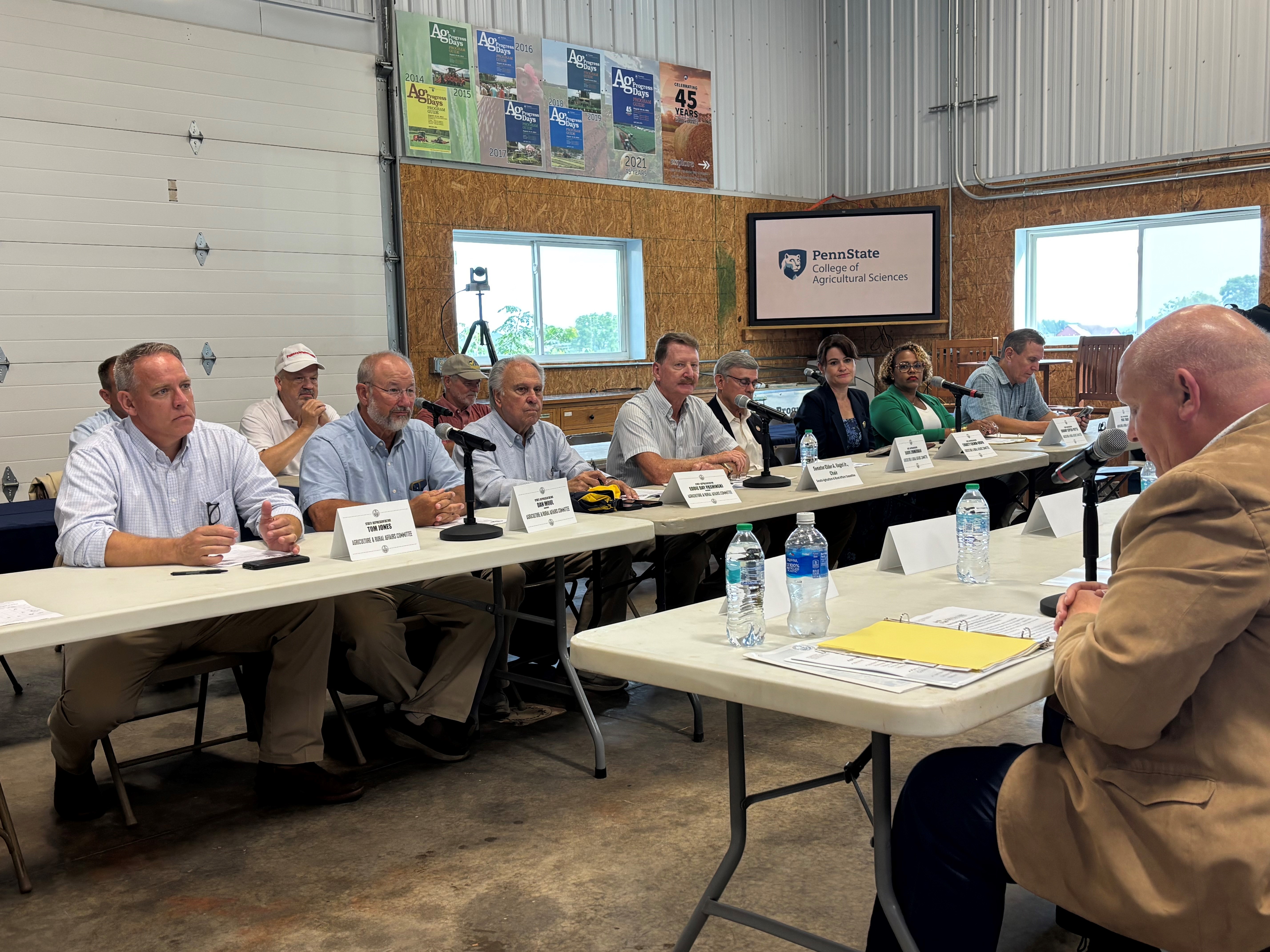A picture of the House and Senate Ag Committee's at their joint hearing on the Livestock Industry at Penn State's Ag Progress Days on Aug. 13.