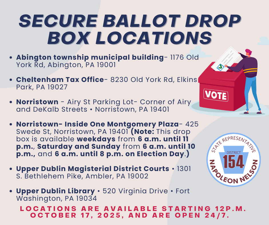 Click on the image for a map of available secure drop box locations