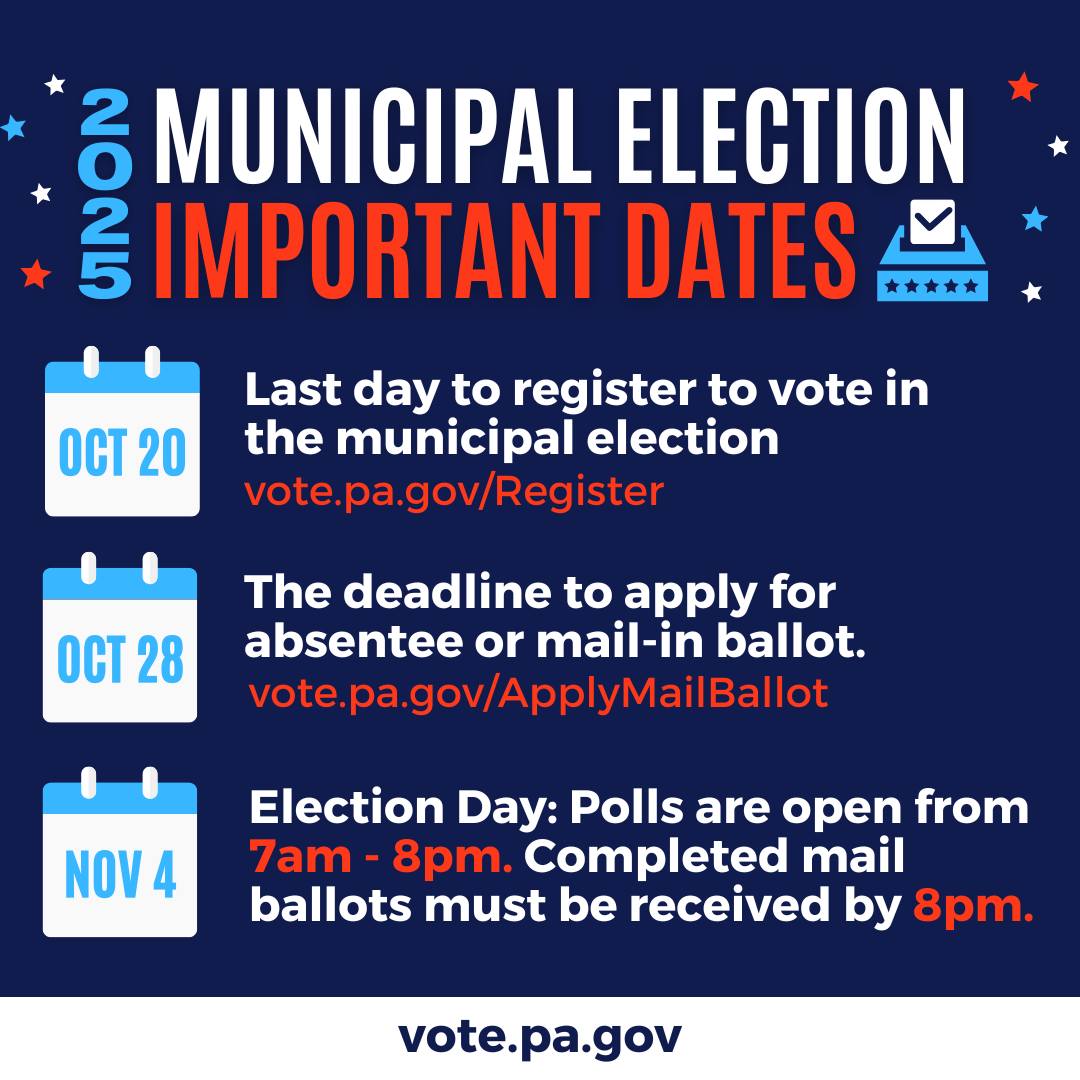 Municpal Elections Important dates image from vote.pa.gov