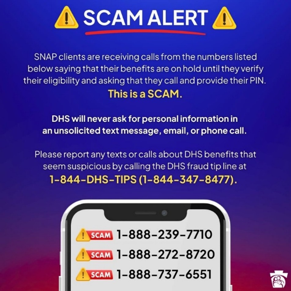A graphic that says "SCAM ALERT"