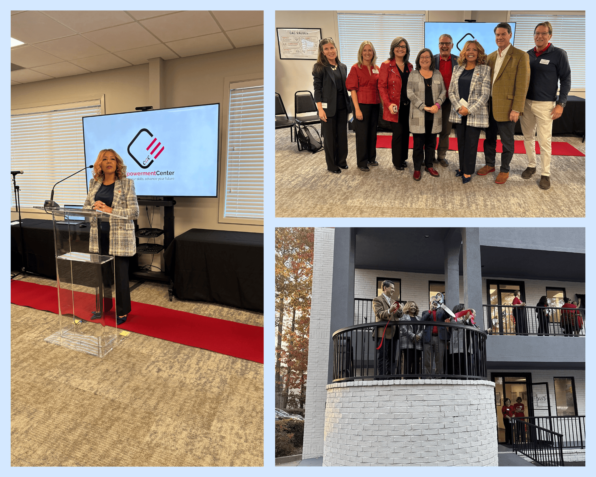 Photo collage of Rep. McBath's attendance at CAC ribbon cutting program.