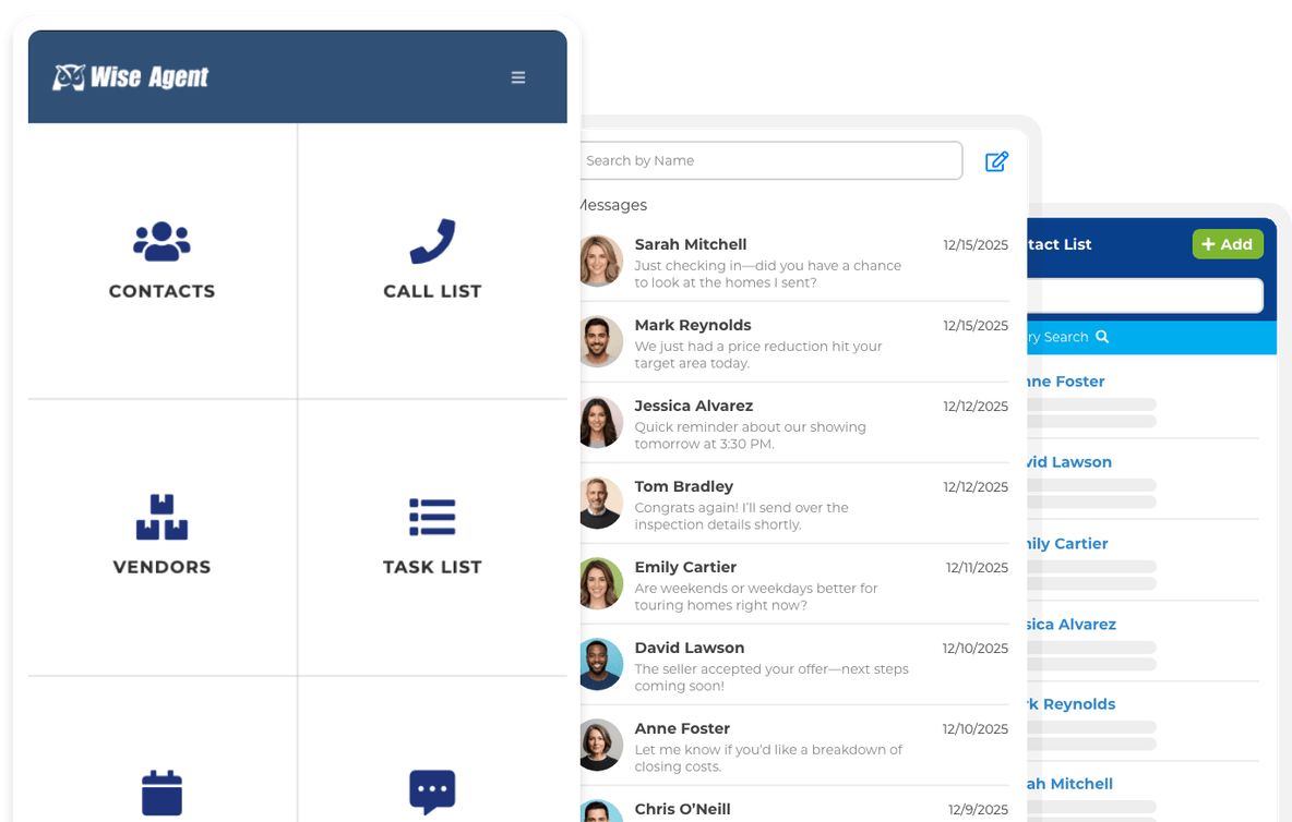 Wise Agent CRM app interface