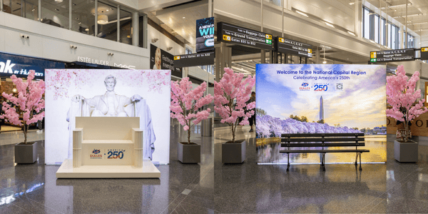 Lincoln Chair & a bench in Concourse B at Dulles International Airport