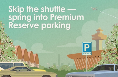 Reserve Parking Graphic with DCA and IAD in the back.