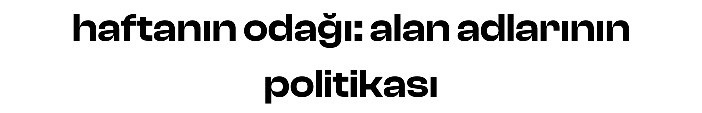 haftanın odağı: alan adlarının politikası