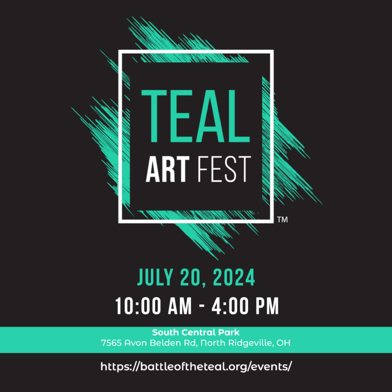 Black and teal graphic that reads 'TEAL Art Fest, July 2024, 2024, 10:00 AM - 4:00 PM."