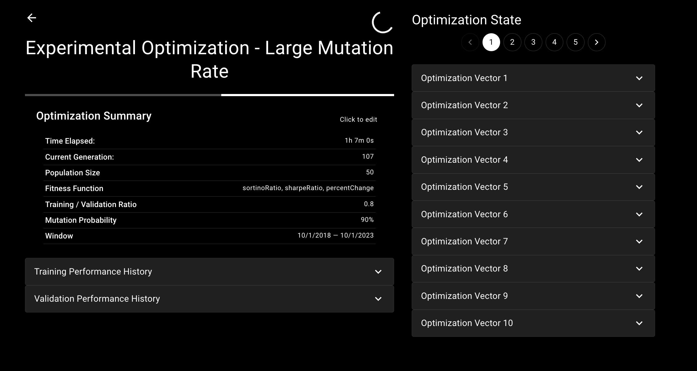 The optimization process generates several "optimized" portfolios