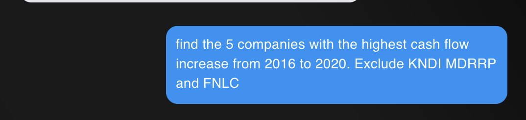 An updated request to find companies excluding KNDI, MDRRP, and FNLC