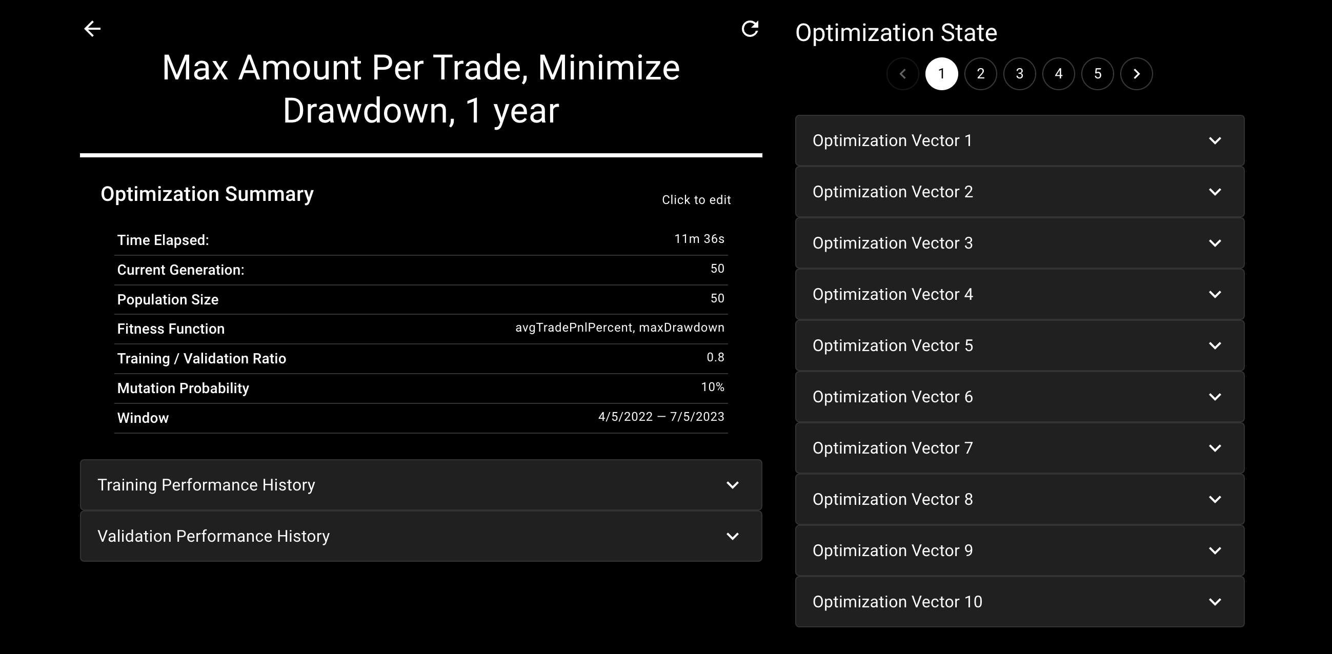 Genetic Optimization in the NexusTrade app